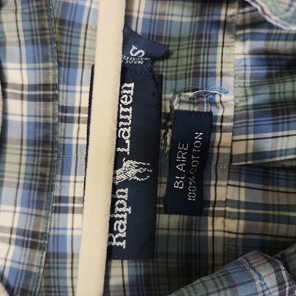 Ralph Lauren Men's Green 100% Cotton Short Sleeve Button Down Blare Shirt Size S - Picture 14 of 14